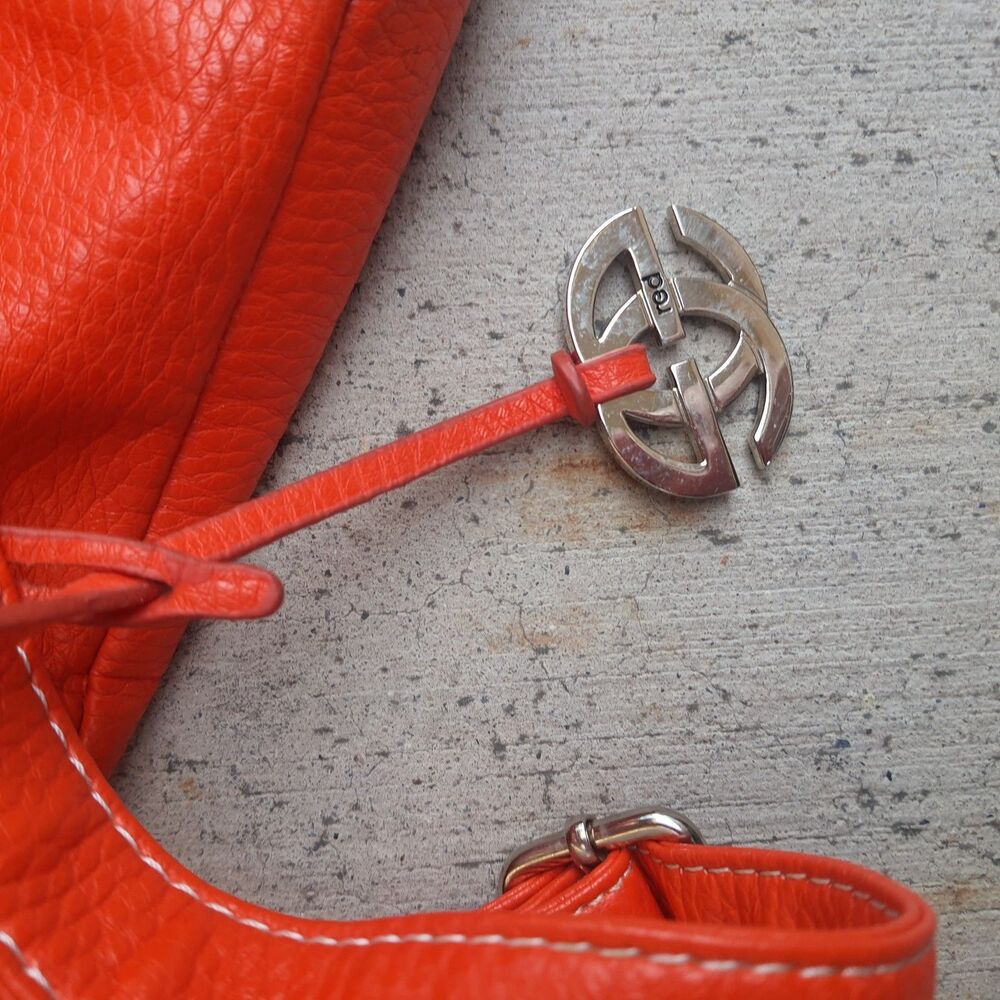 Red by Marc Ecko Studded Shoulder Purse Pebbled Hobo Bag Y2K Orange - Picture 7 of 7